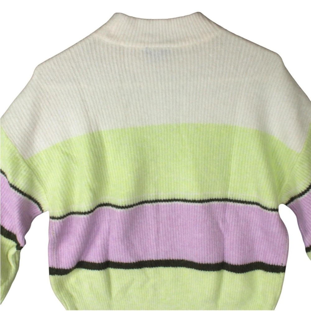 NWT Ann Taylor Striped Colorblock Crew Neck Ribbed Sweater Small White Chunky S - Picture 4 of 12